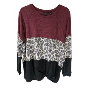 Joei & I Pullover Long Raglan Sleeve Soft Sweater Multicolor Women's Size 1X